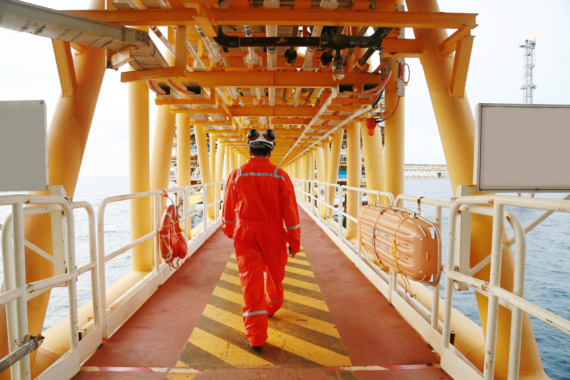 Worker on offshore oil rig